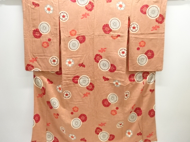 JAPANESE KIMONO / ANTIQUE KIMONO / SILK / MON KINSHA / KIKU & UME